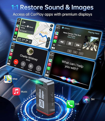 Wireless Carplay Adapter, 2025 Upgrade Mini USB Design for Car Play & Android Auto, Easy Use Fast Stable Connection for iPhone