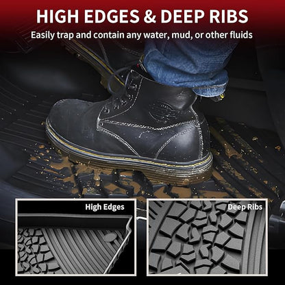 LASFIT Floor Mats for Jeep Grand Cherokee 2022-2025 5-Seat (Include 4xe, NOT for L) All Weather TPE Custom Fit Car Mats Floor Liners 1st & 2nd Row, Black