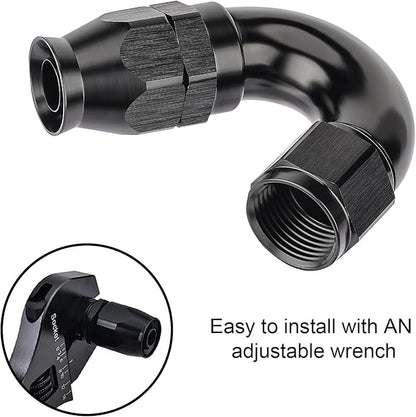 EVIL ENERGY 12AN 150 Degree PTFE One Piece Full Flow End Hose Fitting Aluminum Black