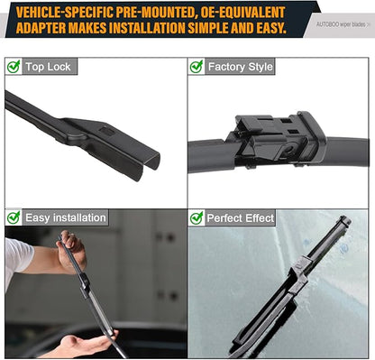 AUTOBOO 26"+14" Windshield Wipers with 10" Rear Wiper Blades Replacement for Chevrolet Trax 2013-2021 2022 2023,Buick Encore 2013-2022,Opel Mokka 2012-2020 -Original Factory Quality (Pack of 3)