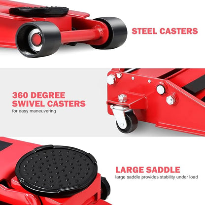 DNA MOTORING TOOLS-00235 Low Profile Hydraulic Trolley Service/Floor Jack, 3 Ton (6000 lbs) Capacity, Lifting Range 3"-20"