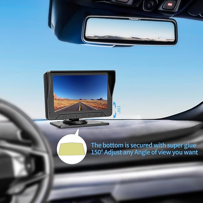 7inch Monitor with IP69 Waterproof Night Vision Backup Camera Easy to Install,HD 1080P delay Free Picture Quality Suitable for Cars, Trucks SUVs etc.