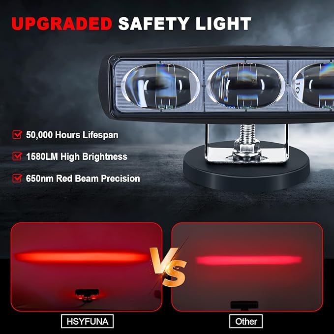 2Pcs Forklift Safety Light Red, 30W Straight Line Forklift and AGV Safety Indicator Warehouse Hazardous Area Warning Light for Warehouse and Industrial Use (DC 10-100V)