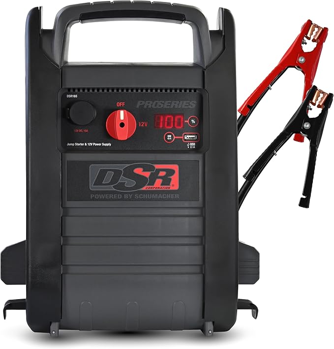Schumacher Electric DSR ProSeries Car Battery Jump Starter - 2200 Peak Amp 12V Car Starter, Jump Box & Portable Power Station - Digital Display, Heavy-Duty Clamps - DSR165