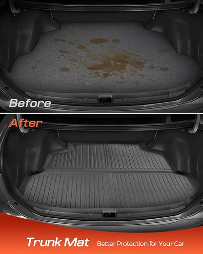 Car Floor Mats for Toyota Corolla: 2009-2013 Cargo Liner, All Weather Car Mats Trunk Accessories Custom Fit for Corolla 2009 2010 2011 2012 2013, TPE Rubber Carpet for Corolla 10th Gen Tech Black 4PCS