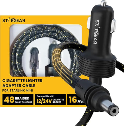 Starlink Mini Cable 12V Power Cable 3M/10FT, Braided Wear-Resistant Starlink Mini Accessories Cigarette Lighter to DC Cord, 12V-48V Car Charger Car Adapter