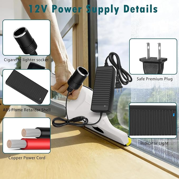 inShareplus 12V 120W AC to DC Converter, 110V to 12V 10A Car Cigarette Lighter Adapter to Wall Outlet Socket, 12 Volt Power Supply Transformer for Car Devices (MP3, Fan, Dash Cam ect.)