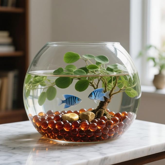 0.96LB Glass Beads Vase Filler Aquarium Gravel Decor Flat Glass Marbles Gems Pebbles Fish Tank Rocks Home Decorative Art Craft - Amber