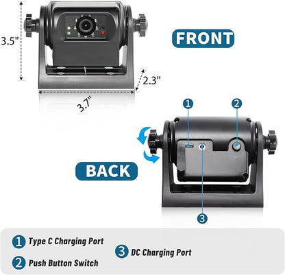 EWAY Wireless WiFi Magnetic Hitch Backup Camera 1080P HD Rechargeable Battery Powered No Wiring Rear View Reverse Monitoring Camera for Car Truck Pickup RV Camper 5th Wheel Horse Trailer Boat Trailer