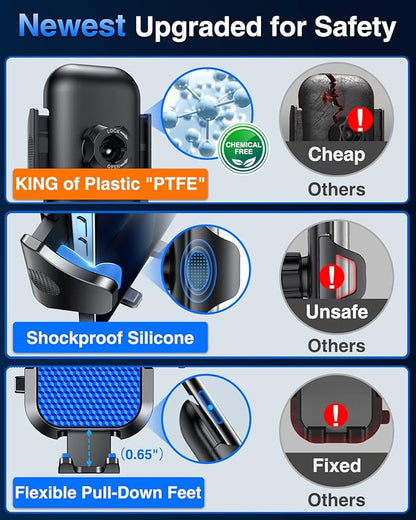 VANMASS Universal Car Phone Holder 2025【Strongest Suction & Military-Grade】Phone Holders for Your Car Windshield Dashboard Vent with【Patent & Safety Certs】Cell Phone Mount for iPhone Samsung Android