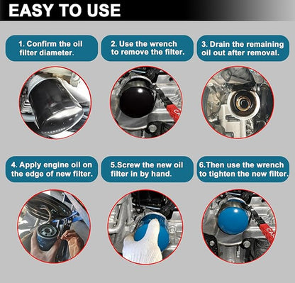 Extra Large Oil Filter Wrench, Oil Filter Wrench Tool Fits Filter from 4-3/4"to 5-1/4" for Cars, Motorcycles and Trucks