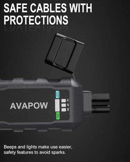 AVAPOW Car Battery Jump Starter 3000A Peak, Jumpstart with Force Start Function, Portable Starters for Up to 8L Gas 8L Diesel Engine with Booster Function,12V Lithium Jump Charger Pack Box