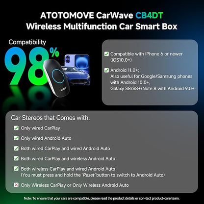 Wireless CarPlay Adapter Ai Box with OBD2 Scanner, Car Video Streaming Wireless Plug & Play Carplay Adapter for iPhone & Android Auto with ChatGPT, Supports YouTube, Netfilx 256GB Max, HDMI