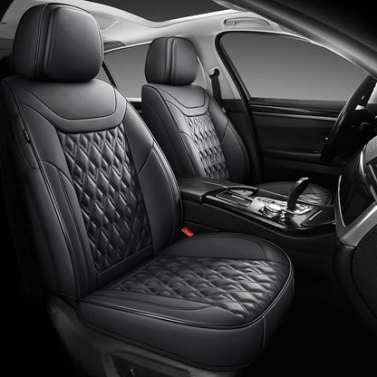 Car Seat Covers Full Set, Leather Seat Covers for Cars, Car Seat Protector Waterproof, Non-Slip Car Interior Covers Fit for Most Cars, SUV, Vans, Trucks,5Seaters,Full Set,Black