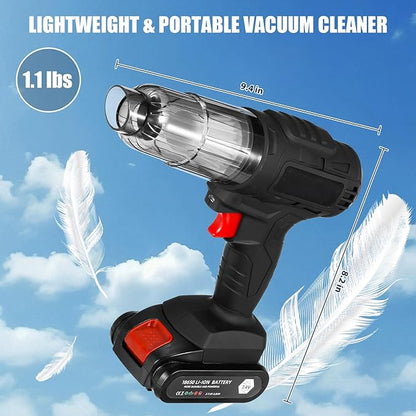 Car Vacuum Cleaner Portable Air Duster 2in1 Brushless Motor 80000 RPM Vacuum Suction Blower with LED Light Dual Use for Home Office Keyboard with 5pcs Nozzles and Carry Bag