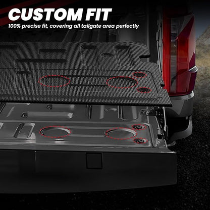 LASFIT Tailgate Mat for Ford F-150 2021-2025(Without Work Surface or Pro Access Tailgate) Truck Tailgate Liner All Weather Protector TPE Tailgate Cover, 1pc Black
