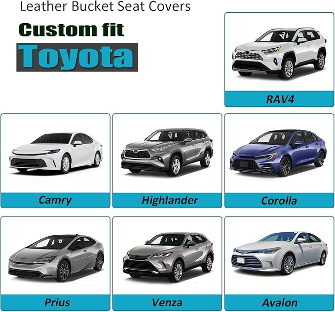 GIANT PANDA Front Car Seat Cover Custom Fit Toyota, 3D Air Mesh Car Seat Covers for Toyota Rav4 Camry Highlander Corolla Prius (Black) 2-Pack
