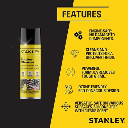 STANLEY AP 92 Engine Cleaner Spray - 12x12 Fl. oz., Automotive Degreaser Spray,Use for Tight Spaces, Non-corrosive - 12 Pack