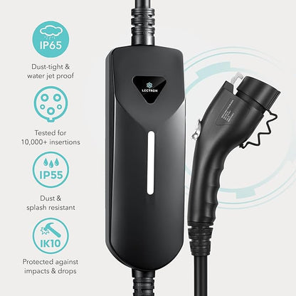Lectron Level 1 / Level 2 EV Charger (12 Amp / 40 Amp) with Dual Charging Plugs (NEMA 5-15 & 14-50) - Portable Electric Car Charger Compatible with All J1772 EVs (Black)