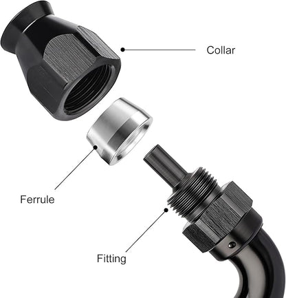EVIL ENERGY 4AN 120 Degree PTFE One Piece Full Flow End Hose Fitting Aluminum Black