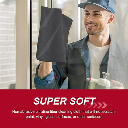 200 Pcs Microfiber Cleaning Cloth 16x16 Inch Microfiber Towels for Car Ultra Absorbent Cleaning Rags Reusable Lint Free Streak Free Detailing Towel for Car Washing Drying Dusting (Black)