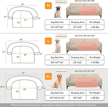 GGIB Calming Dog Bed Fluffy Plush Dog Mat for Furniture Protector with Removable Washable Cover for Large Medium Small Dogs and Cats (Extra Large (53x39.3x6), Pink)