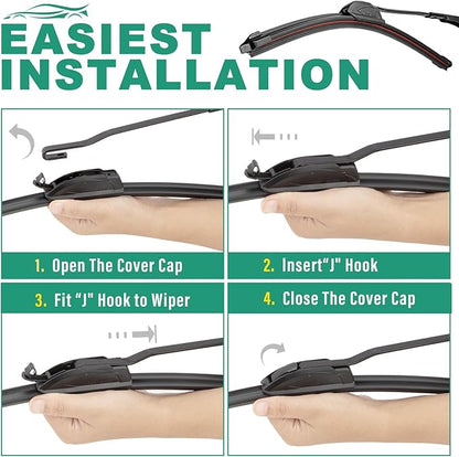 24" 21" 14" Windshield Wiper Blades Replacement for Honda Pilot 2003 2004 2005 2006 2007 2008 Premium All Weather Front Rear Wipers Set - OEM Quality (Pack of 3)