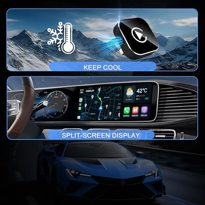 Wireless CarPlay Adapter for iPhone, 2025 Upgraded Wired to Wireless for Apple CarPlay, Mini USB Design Car Play Adapter with Type-C Extension, Plug and Play, Stable Connection & No Latency