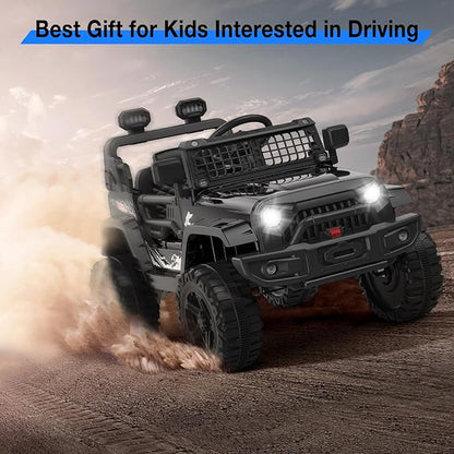 12V Kids Electric Ride On Truck Car w/Parent Remote Control, Spring Suspension, LED Lights & AUX Port | Outdoor Ride Toy for Boys Girls