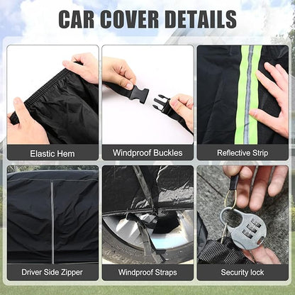 Waterproof Car Cover Compatible with Chevrolet Colorado Crew Cab Long Bed 6.1ft WT/LT/Z71/ZR2 2015-2025, 420D Oxford Cloth Car Cover with Zipper Door for Snow Rain Dust Hail Protection