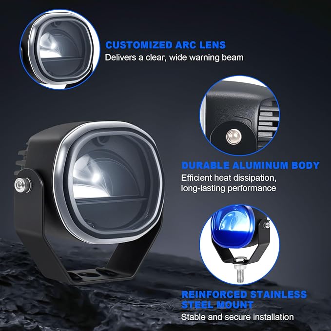 Forklift Arc Safety Light, LED Warning Lamp Blue Line Projection, Aluminum Housing, Stainless Steel Bracket, for Industrial Truck, Lift Truck, AGV, Warehouse, Logistics