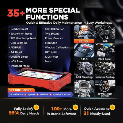 LAUNCH X431 CRP919XBT OBD2 Scanner, 2025 Wireless Bidirectional Scan Tool with DBSCar VII Connector, ECU Coding, FCA AutoAuth, 2-Year Free Update, V.A.G Guide, 35+ Services, All Systems, CANFD