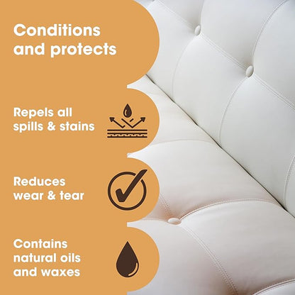 Furniture Clinic Leather Protection Cream | 2-in-1 Leather Conditioner & Waterproofing Protector for Furniture, Shoes, Car Seats & More | Prevent Stains While Nourishing | 17oz/ 500ml