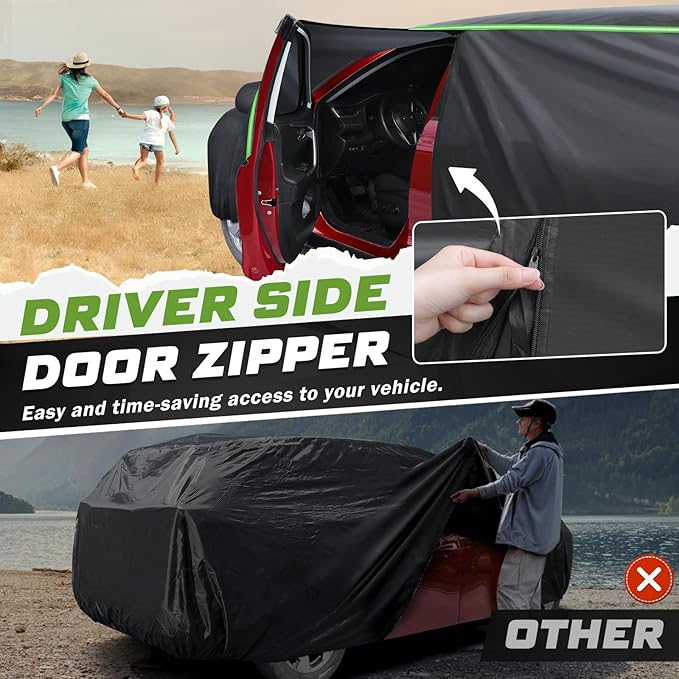 Mixsuper Liner Car Cover for Honda HR-V 1998-2026, 7 Layers Waterproof Car Cover Accessories for HRV with Zipper Door, Windproof Straps, Reflective Strips, Anti-UV, All Weather