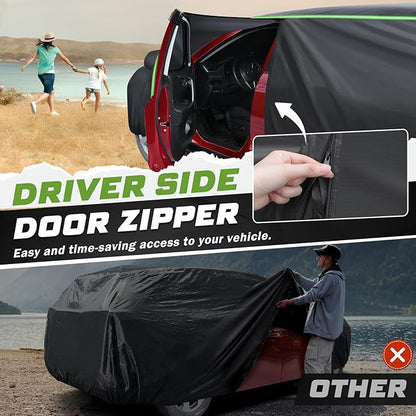 Mixsuper Liner Car Cover for Honda HR-V 1998-2026, 7 Layers Waterproof Car Cover Accessories for HRV with Zipper Door, Windproof Straps, Reflective Strips, Anti-UV, All Weather