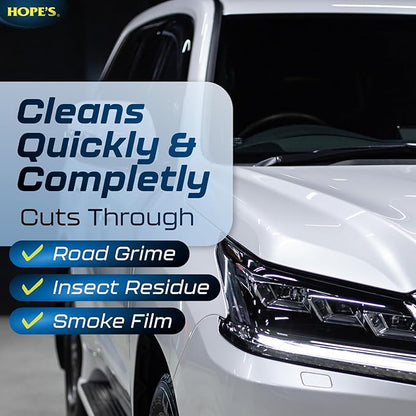 HOPE'S Perfect Glass Automotive Glass Cleaner - Streak-Free, Tint Safe Car Cleaner for Glass, Acrylic, Windows, Mirrors, Windshield - No-Residue - Removes Smudges, Road Grime - 23 Fl Oz, Pack of 1