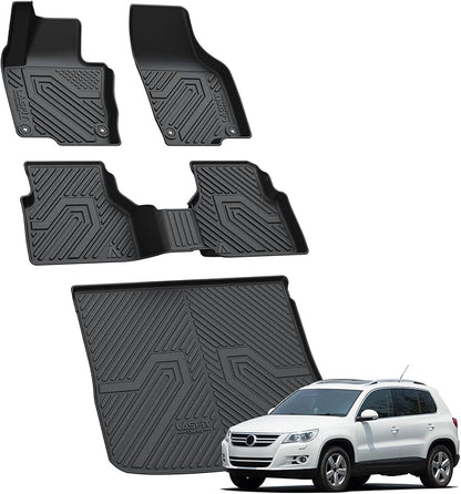 LASFIT Floor Mats & Cargo Mats for Volkswagen Tiguan 2017 2016 2015 2014 2013 2012 2011 2010 2009/Volkswagen Tiguan Limited 2018, All Weather TPE Custom Fit Floor Liner for VW Tiguan Car Mats, Black
