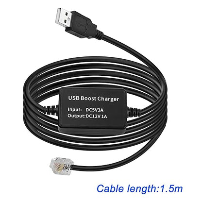 MEIRIYFA Radar Detector Power Cable,USB 5V to 12V RJ11 Radar Detectors Replacement Power Cord Step Up Boost Adapter Cable w/RJ-11 Telephone Connector(1.5M)