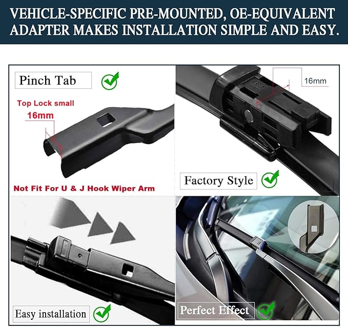 AUTOBOO 25"+22" Windshield Wipers with 15" Rear Wiper Blade Replacement for Volkswagen VW Tiguan 2018 2019 2020 2021 2022 2023 2024 -Original Factory Quality (Pack of 3)