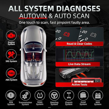 LAUNCH OBD2 Scanner CRP919X Lite, Active Tests & 32+ Reset Services Bidirectional Scan Tool, 2025 New with 2-Year Free Update, OE-Level Full System Scan Tool, ABS Bleeding, BMS/Oil Reset, Auto VIN