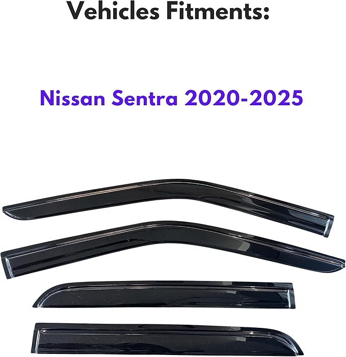 KPY Window Visor Compatible with Nissan Sentra 2020-2025, 4PC Rain Guard Side Window Vent Deflectors Tape-On Mugen Style, 2020 2021 2022 2023 2024 2025