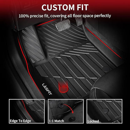 LASFIT Floor Mats for Cadillac XT4 2019-2025, All Weather TPE Custom Fit Automotive Floor Mats for Cars, 1st and 2nd Row Car Floor Mats Full Set for Cadillac XT4 Accessories, 3 PCS, Black