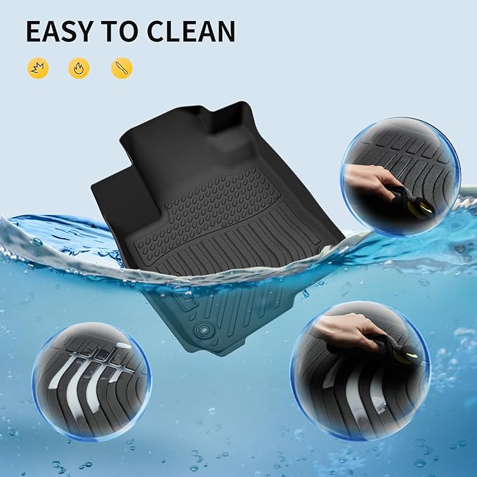 GINOWY-Floor Mats & Cargo Liner Set for 2018-2025 Volkswagen Atlas, 7 Passenger, TPE All Weather Car Mats Floor Liners for VW Atlas 7 Seater Waterproof Cargo Trunk Mat Accessories Mats