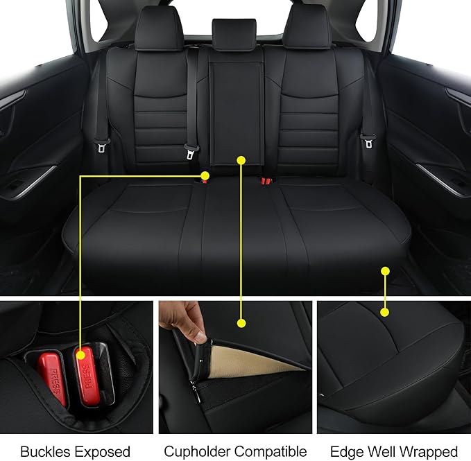 RISINGSTAR Rav4 Seat Covers, fit 2019-2025 Toyota Rav4 XLE LE XLE Premium Limited Base SUV, not for Adventure and TRD-Off(Black)