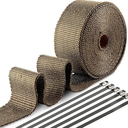 Exhaust Heat Wrap, Tooomplus 2'' x 50' Fiberglass Heat Shield Tape, Heat Wrap for Exhaust Pipes with 15pcs Stainless Steel Ties for Motorcycle Car Truck
