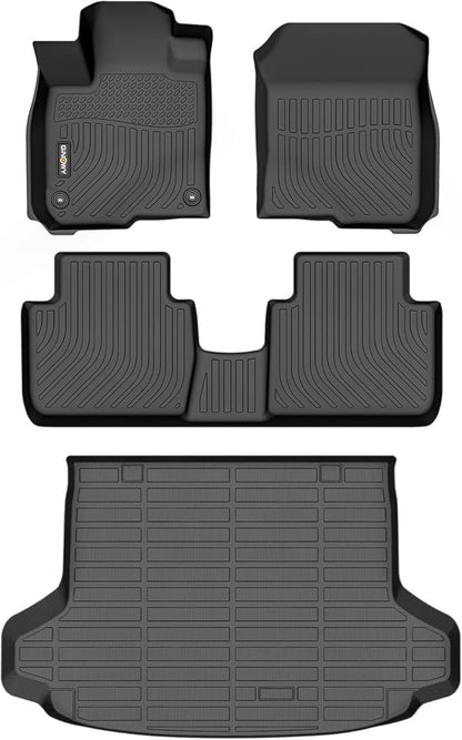 GINOWY-Floor Mats & Cargo Liner for Honda HRV & HR-V Hybrid 2023-2025 2026, TPE All Weather 2025 HRV Car Mats, Waterproof Anti-Slip HRV 2024 Trunk Mat, HRV Floor Liners Accessories Black