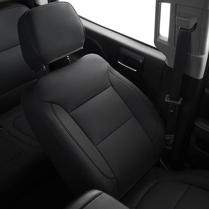 LUCKYMAN CLUB Front Seat Covers fit for Crew Cab/Extended Cab/Regular Cab of 2019-2025 Chevy Silverado Sierra 1500, 2020-2025 Silverado Sierra 2500 3500 (Black 2 pcs)