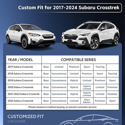 10 Layers SUV Car Cover Custom Fit for Subaru Crosstrek (2017-2025) Waterproof All Weather for Automobiles, Outdoor Full Cover Sun UV Rain Protection with Cotton.Black
