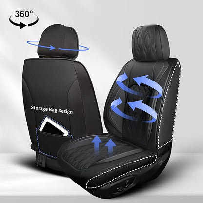 Seat Covers Fit for Toyota Camry 2012-2024 2025 Full Set,Faux Leather Car Seat Cover Waterproof for Camry Vehicle Automotive Cushion Protector Compatible Airbag (5 Seats,Black)
