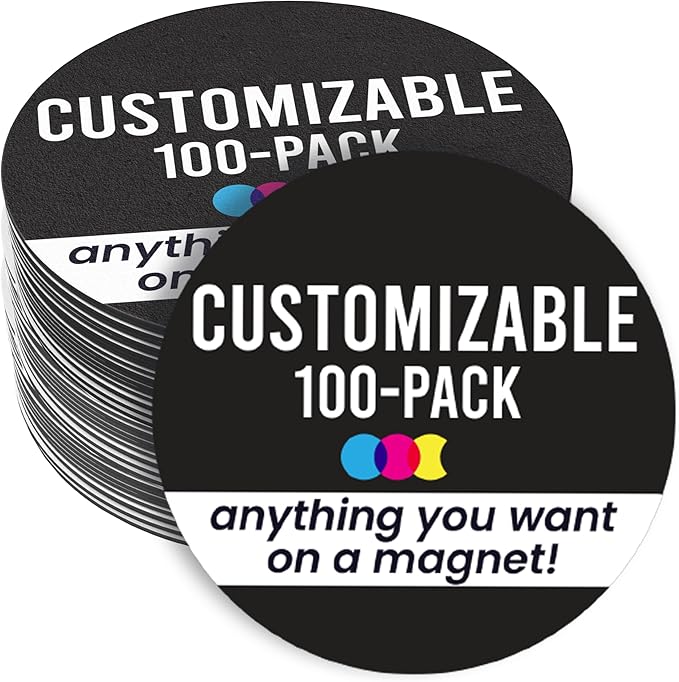 Magnet Me Up Customizable 30 Mil Round Magnet- 5”, 100 PK Weatherproof Car Magnet for Businesses, Sports Teams, Fundraiser, Personal Expression- Custom Text & Logo- Strong Magnetic Vinyl for Vehicles